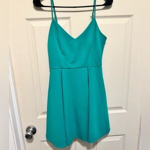 B Darlin Teal Strapless Dress with Pockets